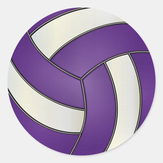 Pegatina Redonda Voleibol morado y blanco (Anverso)