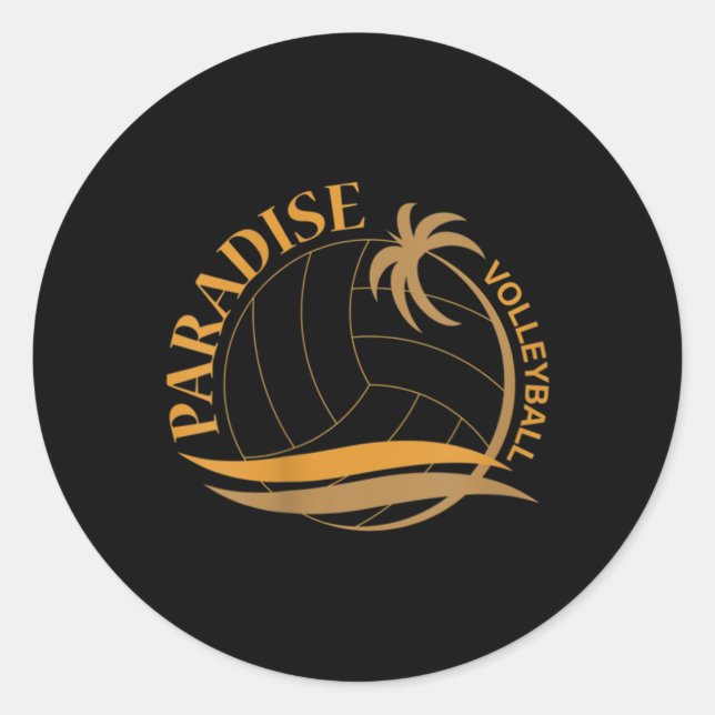 Pegatina Redonda Voleibol paraíso (Anverso)