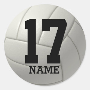Pegatina Redonda Voleibol personalizado (añada su nombre y número