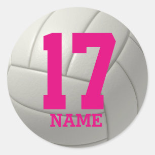 Pegatina Redonda Voleibol personalizado (añada su nombre y número