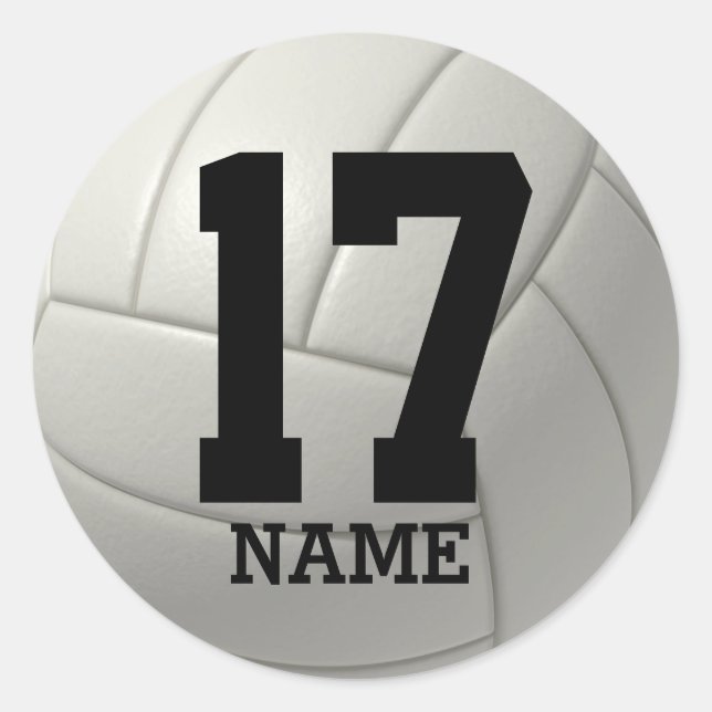 Pegatina Redonda Voleibol personalizado (añade tu nombre y número) (Anverso)