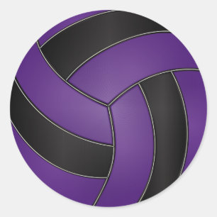 Pegatina Redonda Voleibol púrpura y negro