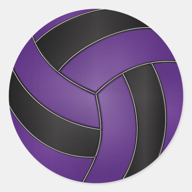 Pegatina Redonda Voleibol púrpura y negro (Anverso)