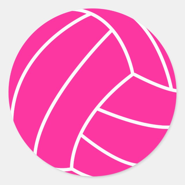 Pegatina Redonda Voleibol rosa caliente (Anverso)