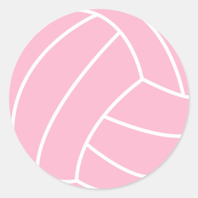Pegatina Redonda Voleibol rosa claro (Anverso)