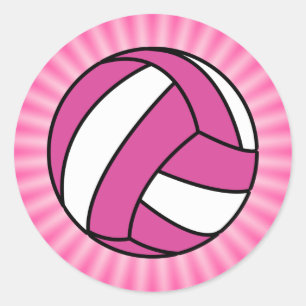 Pegatina Redonda Voleibol rosado