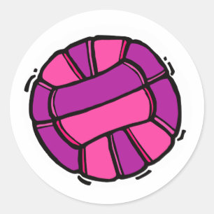 Pegatina Redonda Voleibol rosado y púrpura