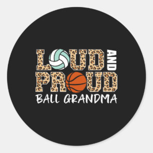 Pegatina Redonda Voleibol Ruidoso Y Orgulloso Bysketbyll Abuela Fun