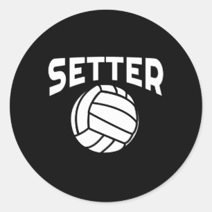 Pegatina Redonda Voleibol Setter Con Palabras