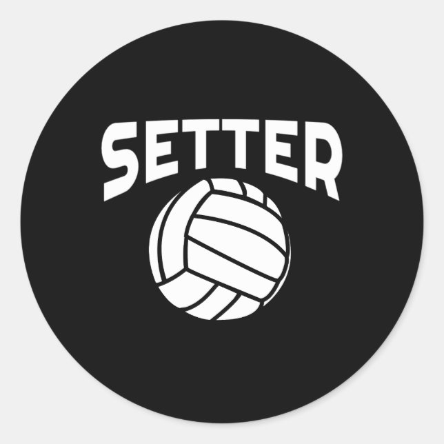 Pegatina Redonda Voleibol Setter Con Palabras (Anverso)