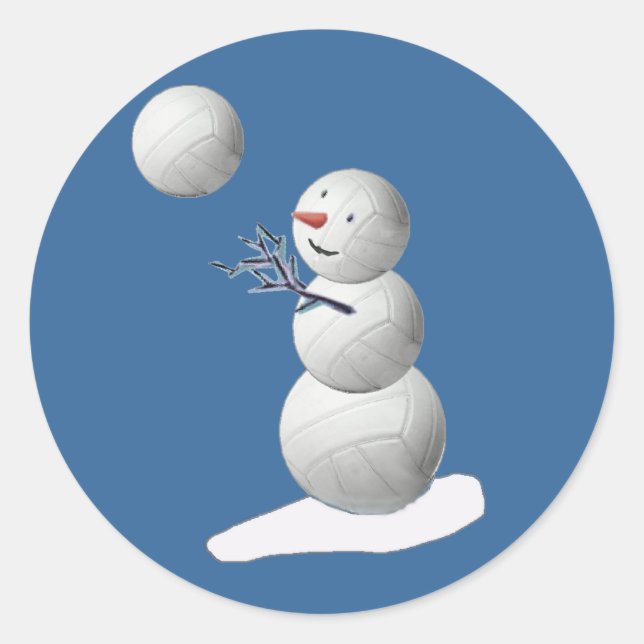 Pegatina Redonda Voleibol Snowman (Anverso)