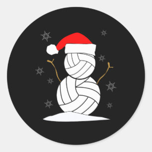 Pegatina Redonda Voleibol Snowman Xmas