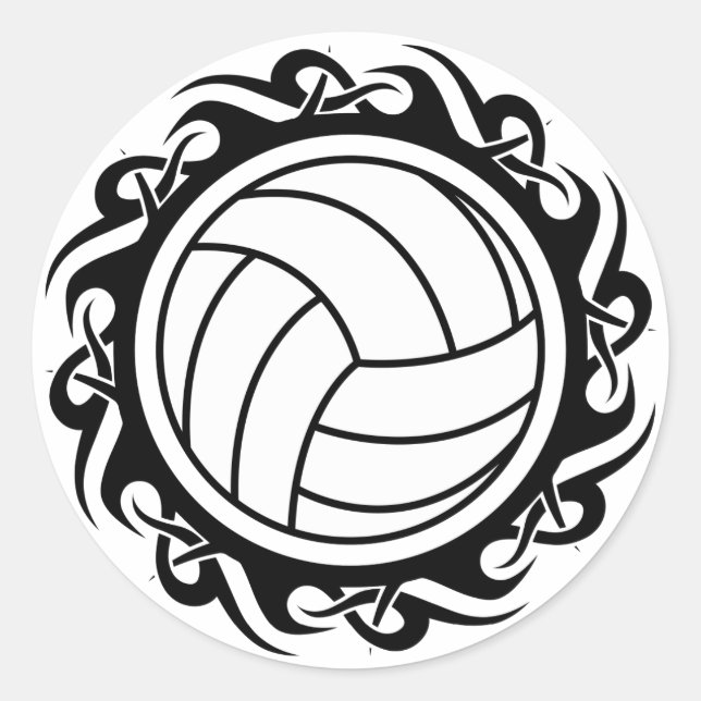 Pegatina Redonda voleibol tribal (Anverso)