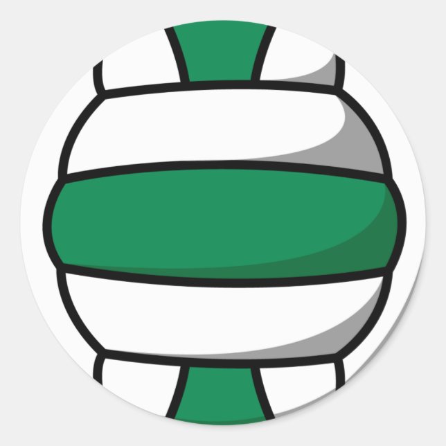 Pegatina Redonda voleibol verde y blanco (Anverso)