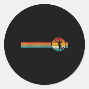 Pegatina Redonda Voleibol Vintage Retro Jugador de Voleibol Deporti