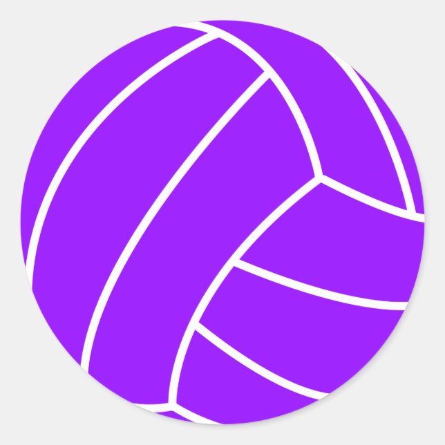 Pegatina Redonda Voleibol violeta púrpura (Anverso)