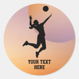 Pegatina Redonda Voleibolista femenino de voleibol playa