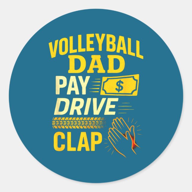Pegatina Redonda Volleyball Dad - Funny Proud Father Player  (Anverso)