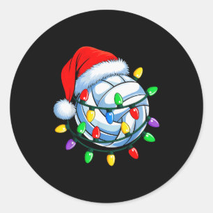 Pegatina Redonda Volleyball de Navidad Xmas Santa Srts Sombrero Hom