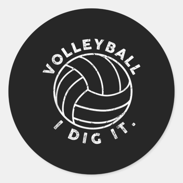 Pegatina Redonda Volleyball I Dig It Fun  (Anverso)