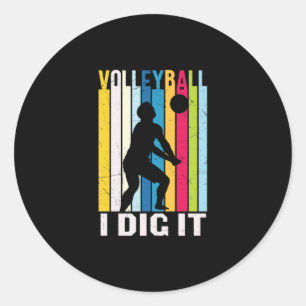 Pegatina Redonda Volleyball Player Volleyball I Dig It
