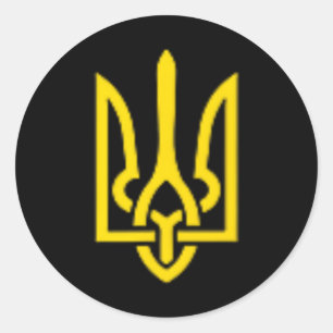 Pegatina Redonda Volodymyr Zelensky Escudo De Armas De Ucrania Tryz