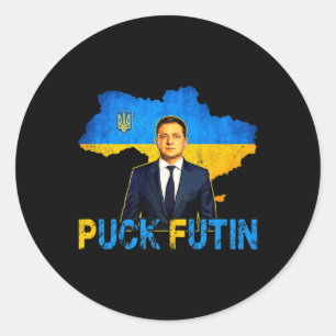 Pegatina Redonda Volodymyr Zelensky Puck Futin Meme Estoy Con El Re