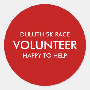 Pegatina Redonda Voluntario Rojo Personalizado