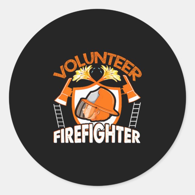 Pegatina Redonda Volunteer Firefighter Fireman Gift Proud Firefight (Anverso)