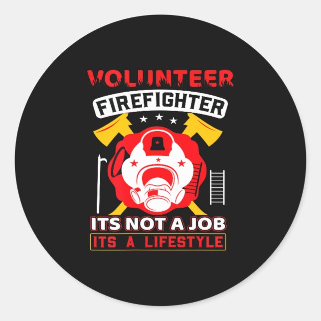Pegatina Redonda Volunteer Firefighter Fireman Gift Proud Firefight (Anverso)