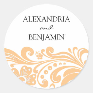 Pegatina Redonda Voluta personalizada de la flor