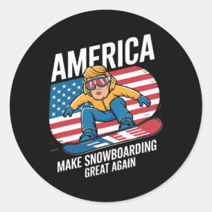 Pegatina Redonda Volver a hacer grande el Snowboard Donald Trump -