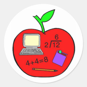 Pegatina Redonda Volver a la Apple escolar
