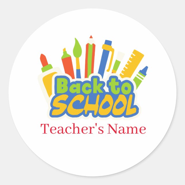 Pegatina Redonda Volver a la escuela (Anverso)