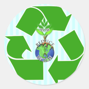 Pegatina Redonda Volver a usar ReDuce ReCycle