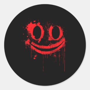 Pegatina Redonda Vómito disfraz de Halloween sangriento sonrisa