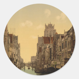 Pegatina Redonda Voorstraatshaven, Dordrecht, Países Bajos