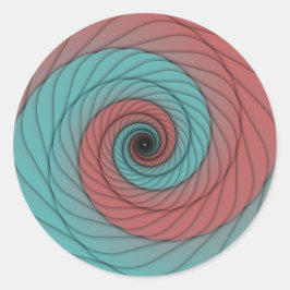 Pegatina Redonda Vórtice Carmesí y Teal