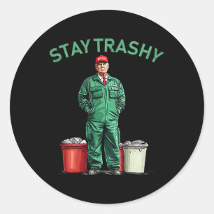 Pegatina Redonda Vota a Trump, hombre de Garbyge, sigue de cerca la