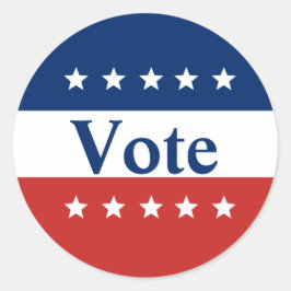 Pegatina Redonda Vota blanco rojo y azul con estrellas patrióticas