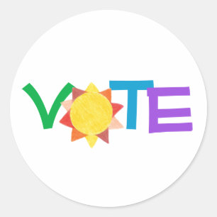 Pegatina Redonda Vota con Sol / Diversión GOTV / Voto de Sol