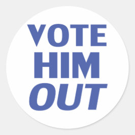 Pegatina Redonda Vota por la tipografía moderna blanca y azul