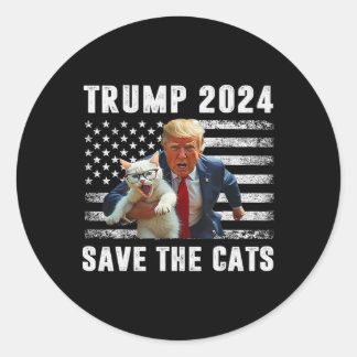 Pegatina Redonda Vota Trump 2025 Divertido Salva A Los Gatos 