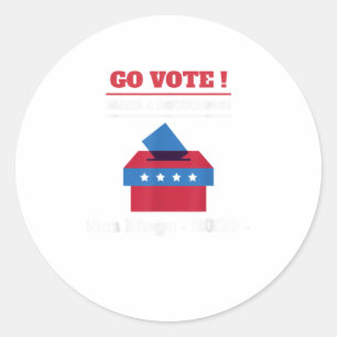 Pegatina Redonda Vota y haz la diferencia en San Diego Califo