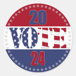 Pegatina Redonda VOTACIÓN 2024 Bandera de Estados Unidos