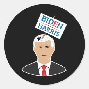 Pegatina Redonda Votación de Pence Fly Hair Vote Biden Harris 2020 