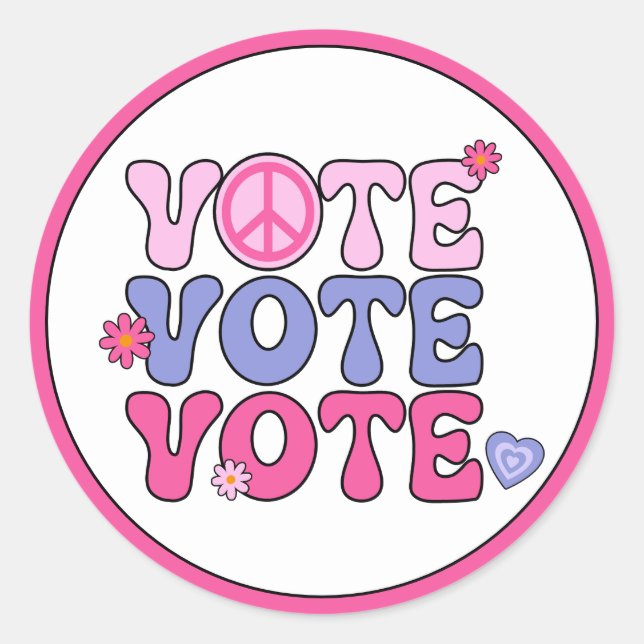 Pegatina Redonda Votación de Retro Groovy (Anverso)