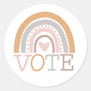 Pegatina Redonda Votación Diseño de texto de arcoiris para el Pas