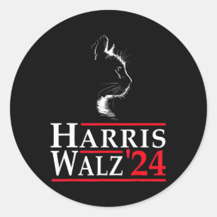Pegatina Redonda Votación Graciosa De Gato De Waltz 2024 Para Kamal