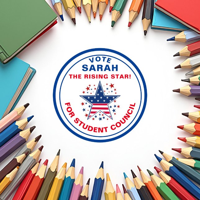 Pegatina Redonda Votación para presidente de clase: estrella en asc (Subido por el creador)